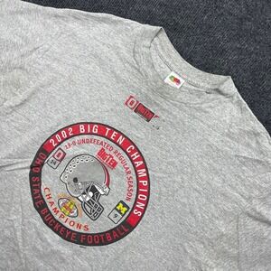 Fruit of the Loom Ohio State Buckeyes 2002 Big Ten Champions T-Shirt Gray XL Y2K
